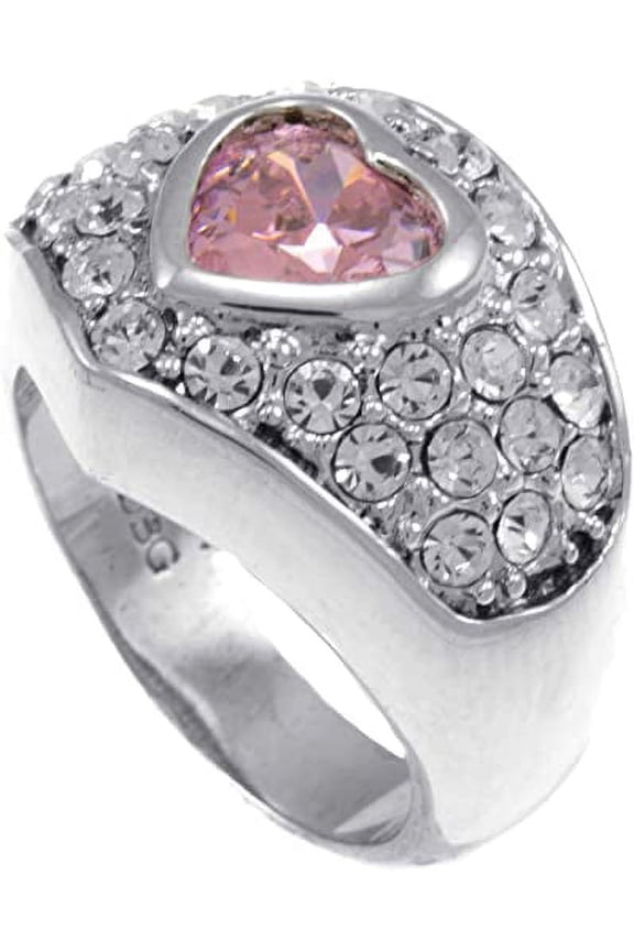 Pink CZ Stone Promised Heart CZ Bling Iced Ladies Ring RL200