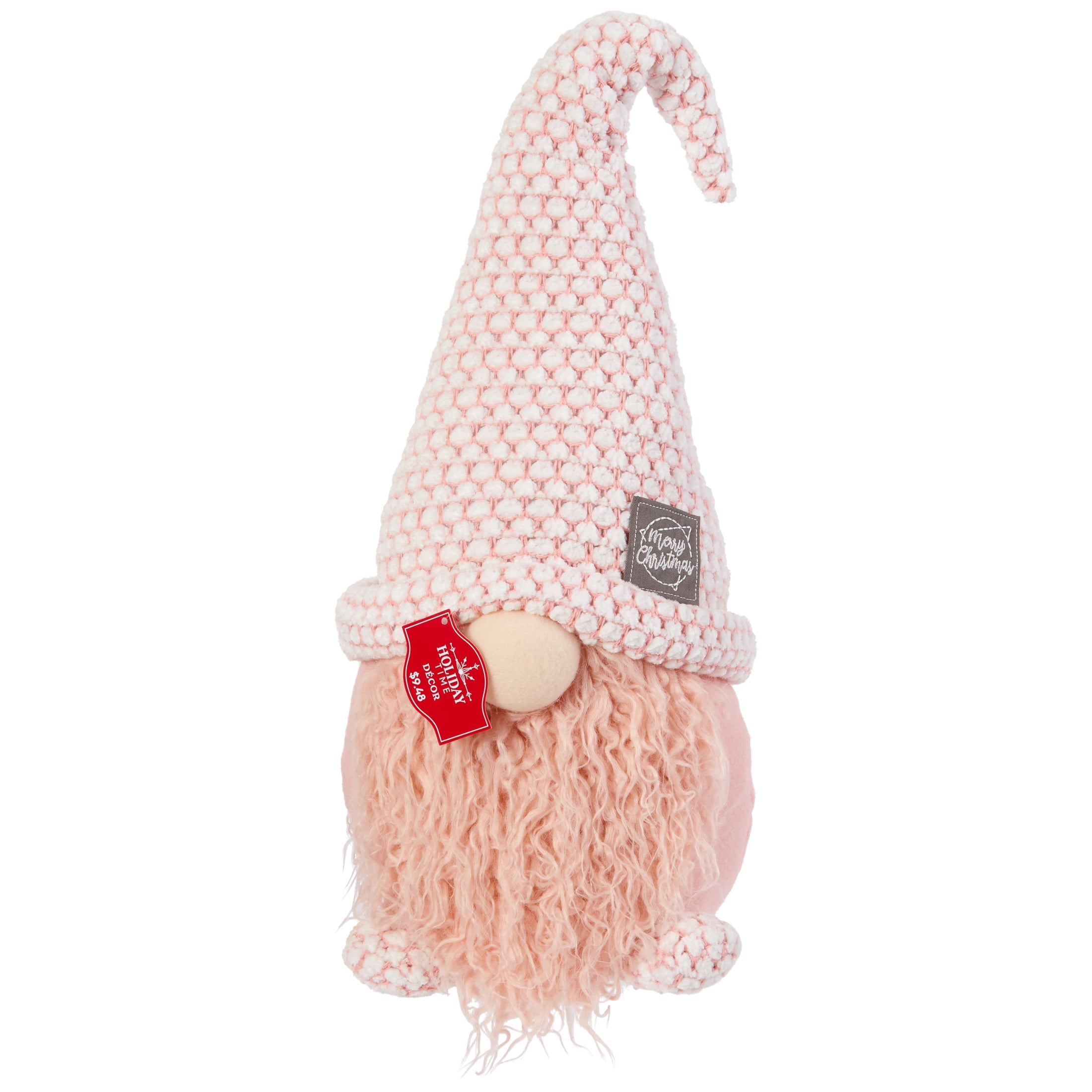 Pink Cable Knit Christmas Gnome with Knit Hat, 18 in, by Holiday Time ...