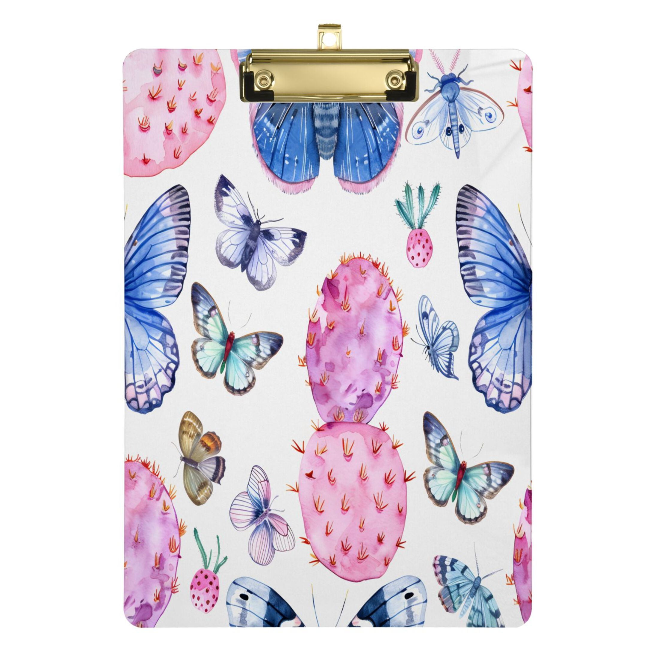 Pink Cactus and Butterflies Acrylic Clipboards A4 Standard Letter Size