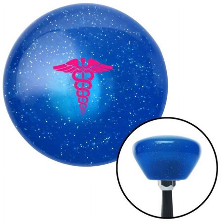 Pink Caduceus Symbol Blue Retro Metal Flake Shift Knob with M16 x 1.5 Insert Auto