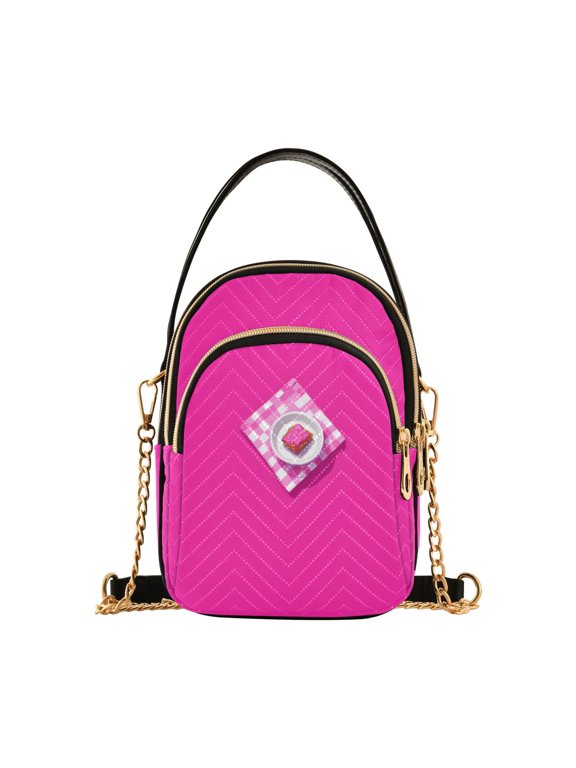 Pink Cake Women's Crossbody Handbags Leather Crossbody Bags Fanny Pack Chest Bag for Travel