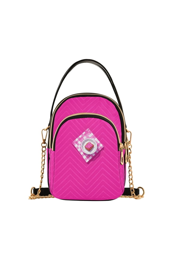 Pink Cake Women's Crossbody Handbags Leather Crossbody Bags Fanny Pack Chest Bag for Travel