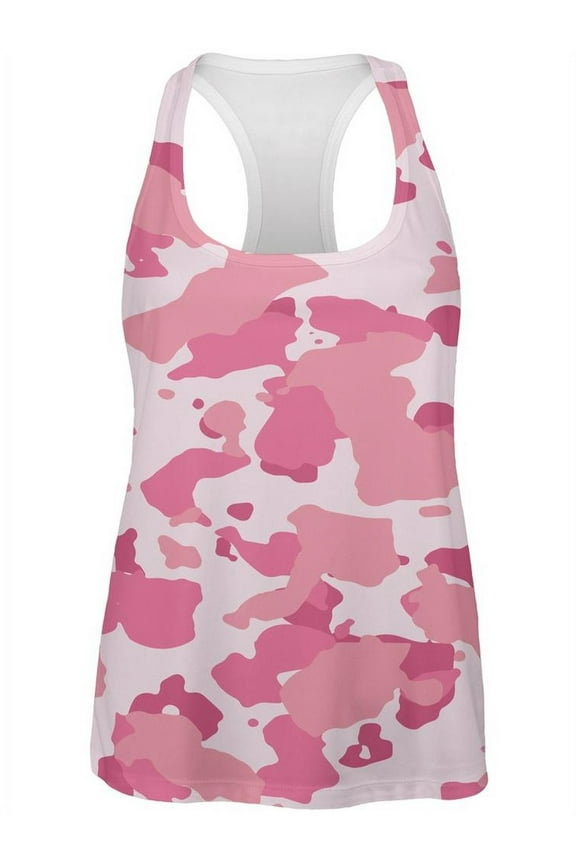 Pink Camo All Over Womens Work Out Tank Top - Medium