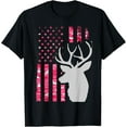 thumbnail image 1 of Pink Camo American Flag Camouflage Buck Hunting Shirt Women T-Shirt, 1 of 3