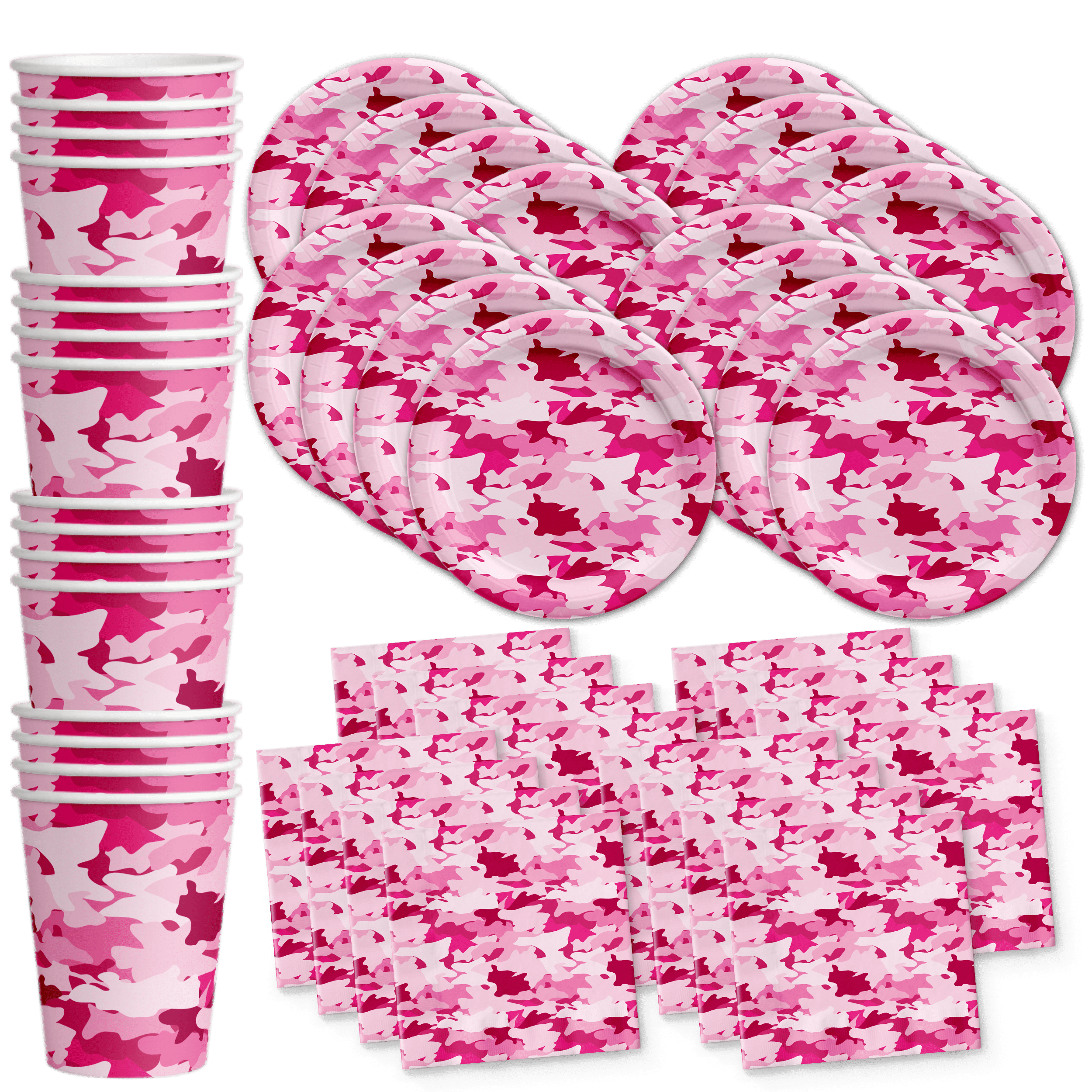 Pink Camo Birthday Party Supplies Set Plates Napkins Cups Tableware Kit