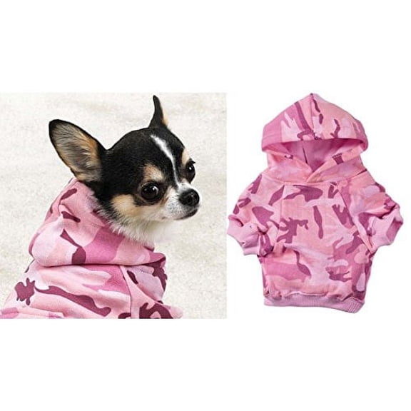 Pink Camo Dog Hoodies Cute 100% Cotton Kangaroo Pocket Sweatshirt (Medium)