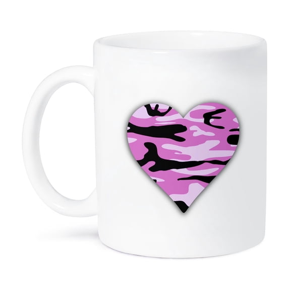 3dRose, Pink Camo Heart - love heart in girly army camouflage inspired pattern, 11oz Mug