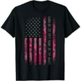 thumbnail image 1 of Pink Camo USA Flag Military Camouflage Distressed Grunge Tee T-Shirt, 1 of 5
