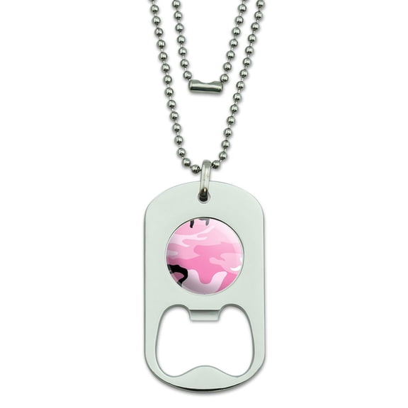 Pink Camouflage Army Soldier Dog Tag Bottle Opener