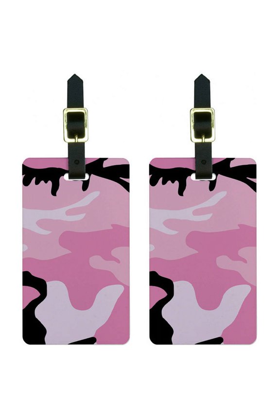 Pink Camouflage Army Soldier Luggage Tags Suitcase Carry-On ID, Set of 2