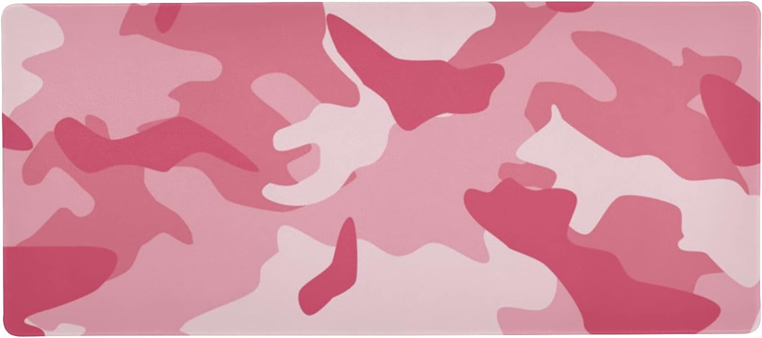 Pink Camouflage Large Gaming Mouse Pad Big Mousepad Mice Keyboard Mat with Non-Slip Rubber Base for Computer Laptop Home & Office, 31.5 X 15.7 inch