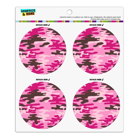 Pink Camouflage Refrigerator Fridge Locker Vinyl Circle Magnet Set