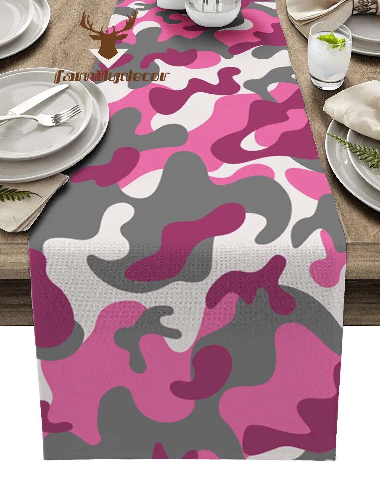 Pink Camouflage Table Runner Home Wedding Decor Table Cover Flag Mat