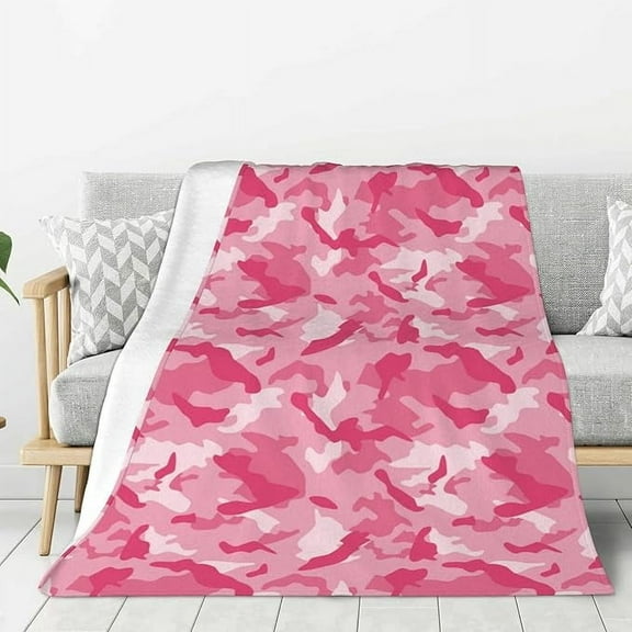 Pink Camouflage Throw Blanket For Couch Sofa Bed, Super Soft Cozy Plush Throw Blanket, Lightweight Fuzzy Comfy Warm Flannel Blanket & Throws 30" x 40"