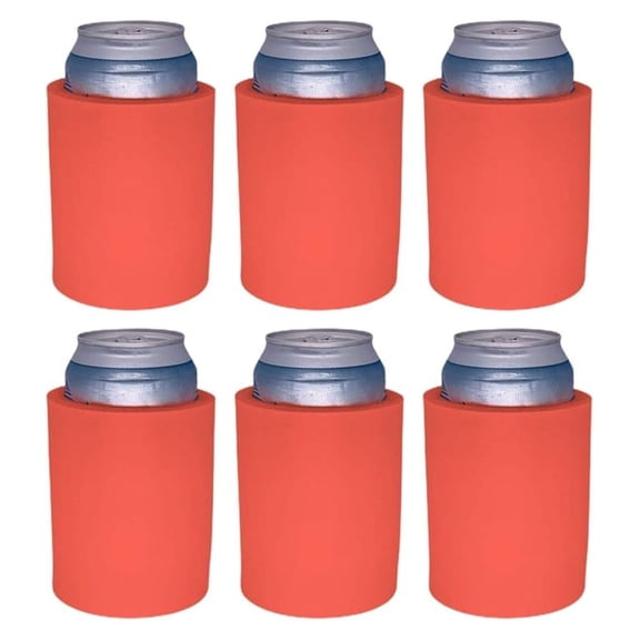 Pink Can Coolers 6 Pack - 12oz Regular Cans - 3/8" Thick Foam Sleeves - Old School Style Drink Coolers - Insulated Beverage Holders for Parties & Outdoors