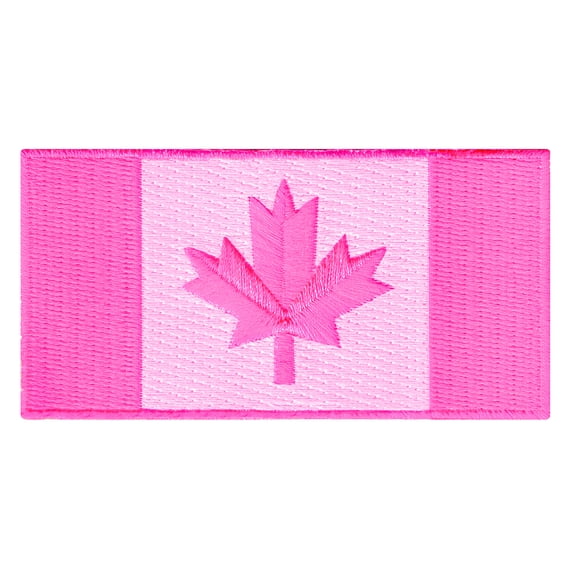 Pink Canada Flag Embroidered Iron-on Patch