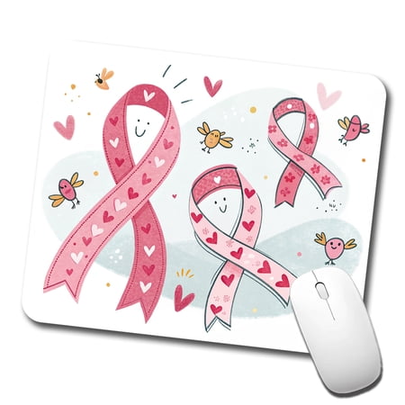 Pink Cancer Awareness Ribbons Mouse Pad Low Profile Gaming Mat