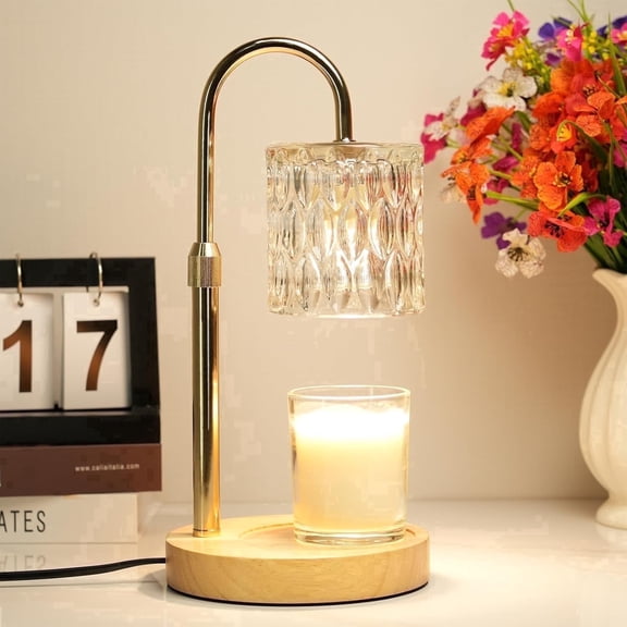 HomWamee Clear Candle Warmer Lamp with Timer and Dimmable, Height and Brightness Adjustable, Gifts for Women Mom, Electric Wax Melt Warmer For Scented Jar Candles, New Home Bedroom Decor Aesthetic