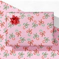 thumbnail image 1 of Pink Candy Cane Christmas Wrapping Paper for Kids Girls Babies - Holiday Gift Wrap with Red & Green Bows Design - 4 Sheets (28 x 40 inches), Easy to Store, 1 of 15
