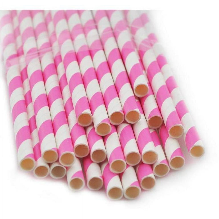 Pink Candy Corn & Stripes Reusable Straws