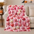 thumbnail image 1 of Pink Candy Hearts and Truffles, Playful Dessert Style for Chocolate Lovers, Sweet Valentine Pattern and Valentine's Day Gift, Cozy Flannel Blanket for Bedroom and Reading Nook, Home Decor, 1 of 9