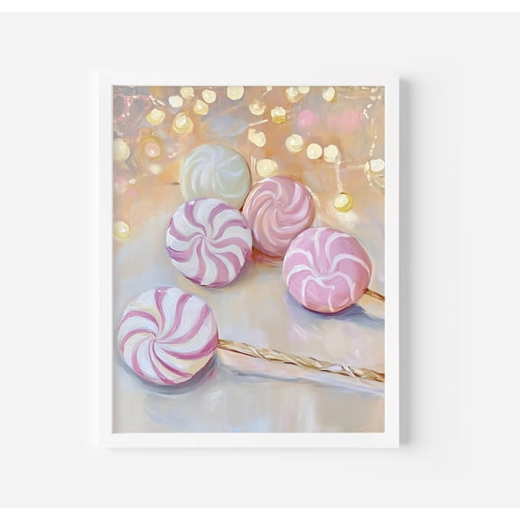 Pink Candy Poster Pastel Winter Wall Art Poster Art Print Home Decor, Stretched Canvas Size 12x18 F03.1.19l409