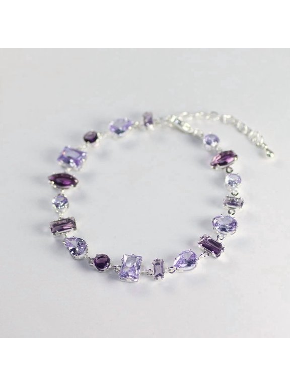 Pink Candy Tennis Bracelet Iced Out Cubic Zirconia Jewelry Bracelets For Women Sparkling Cuff Bangles 18K Gold Plated Chains,Adjustable