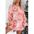 thumbnail image 1 of I AM A FASHION JUNKY Pink Candycane Snowflake Checker Christmas Holiday Drop Shoulder Tunic Loose Sweater, 1 of 11