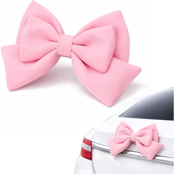 Pink Car Bow, Princess Coquette Aesthetic, Fade Resistant, 1 Piece, Car Accessories for Women Exterior Cute Car Decor Fits All Car Models Enhances Car Aesthetics
