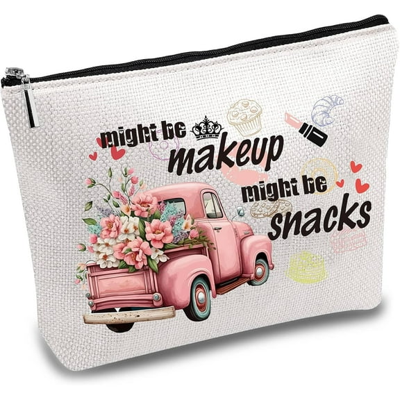 Pink Car Canvas Makeup Bags Cosmetic Bag Multi Purpose Pen Case with Metal Zipper Toiletry Travel Bag Purse Pouches 10x7Inch 1 pc