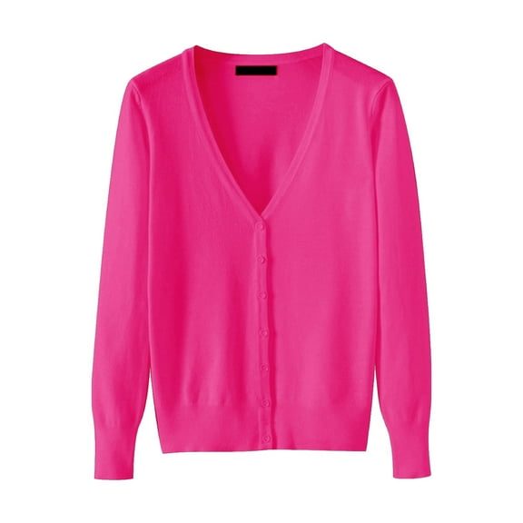 Pink Cardigan Sweaters for Women's Lightweight V Neck Cardigan Sweater (Available In Plus Size)