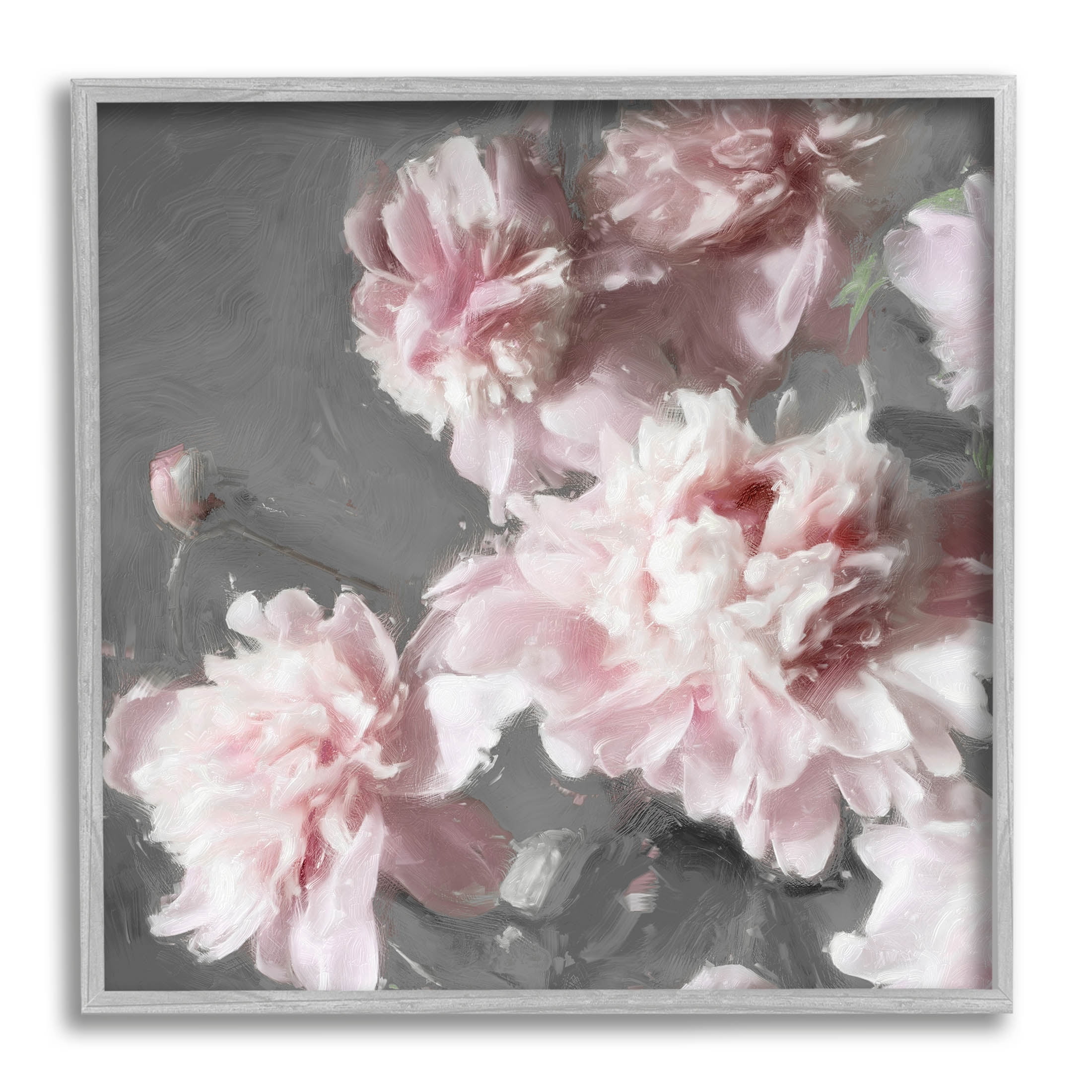 Pink Carnation Buds Blooming Botanical & Floral Graphic Art Gray Framed Art Print Wall Art