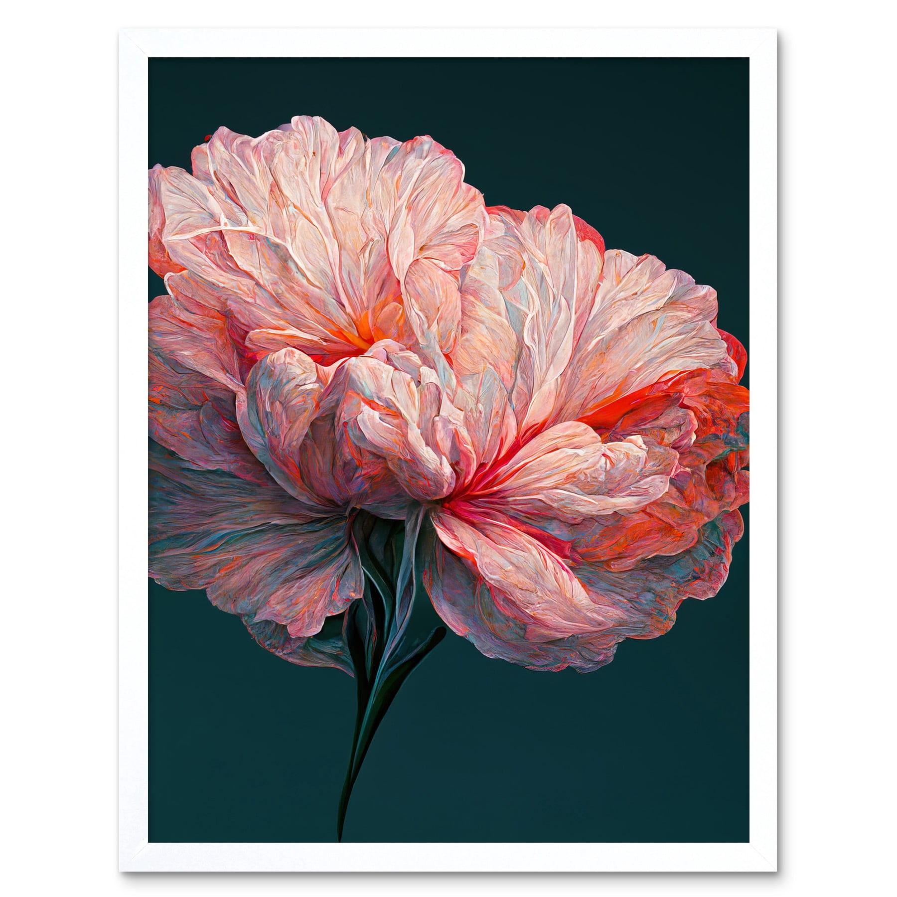 Artery8 Abstrakt Löwenzahn Blumen Kunstdruck Gerahmt – Buntes Wandbild 12x16 Zoll Für Moderne Deko