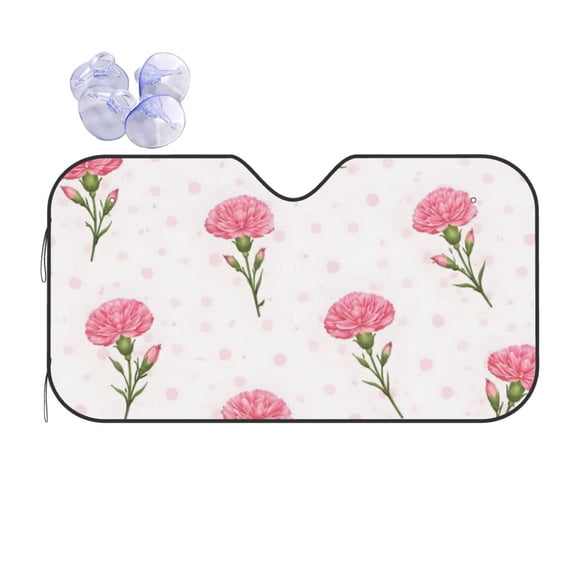 Pink Carnation Floral Car Windshield Sun Shade Universal Fit Auto Sun Visor Protector