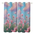 thumbnail image 1 of Pink Carnations Under Cloudy Sky Blackout Curtains Window Drapes Room Darkening Thermal Insulated Grommets Blackout Curtains, for Living, Dining, Bedroom,2 Panels, 1 of 6