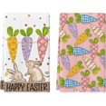 thumbnail image 1 of Pink Carrots Bunny Happy Easter Kitchen Towels Dish Towels, 18x26 Inch Spring Farmhouse Rabbit Decoration Hand Towels Set of 2, 1 of 6