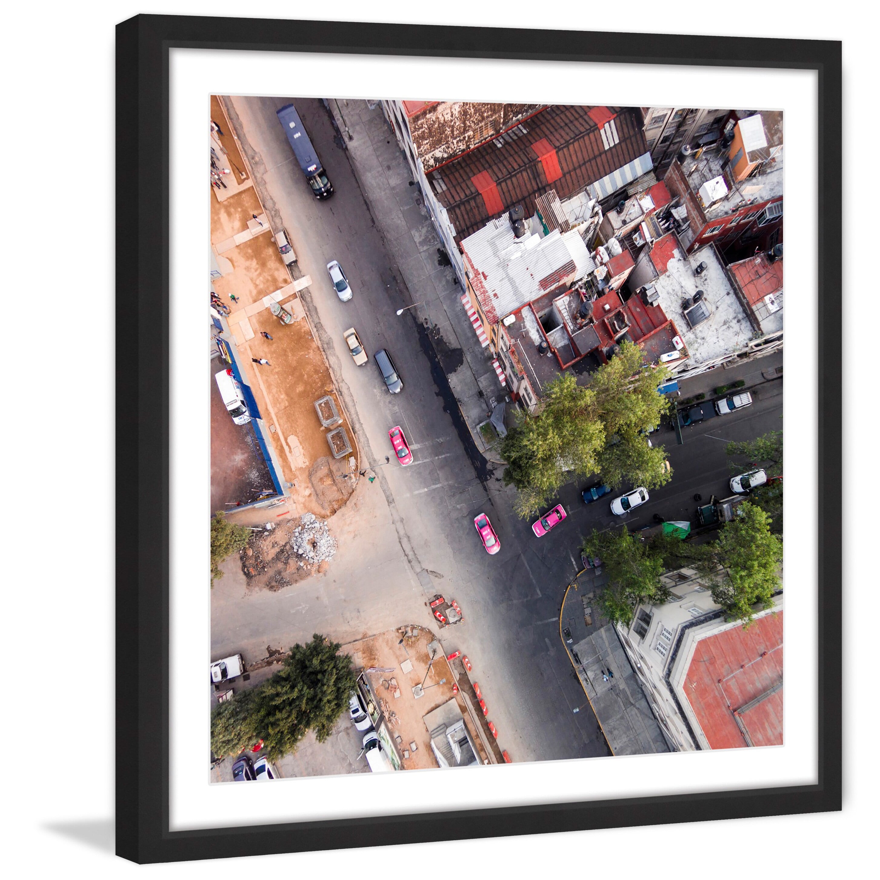 "Pink Cars" Framed Painting Print