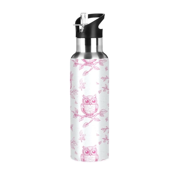 Pink Cartoon Bird 600ml Double Walled Stainless Steel LeakProof Sports Bottle Thermo 8h