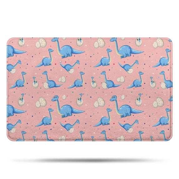 Pink Cartoon Dinosaurs Eggs Pattern Bathroom Rugs Mat,Non Slip Microfiber Bathroom Rug,Rubber Backing,Soft Bathroom Mats for Bathroom Floor,Tub and Shower,20x32in(50x80cm)