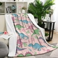 thumbnail image 1 of Pink Cartoon Dinosaurs Leaves Pattern Blanket,Comfortable Soft Lamb Wool Throw Blanket,All Season,Warm Lightweight Blankets for Sofa Bed Couch Living Room Chair,40"x50", 1 of 4