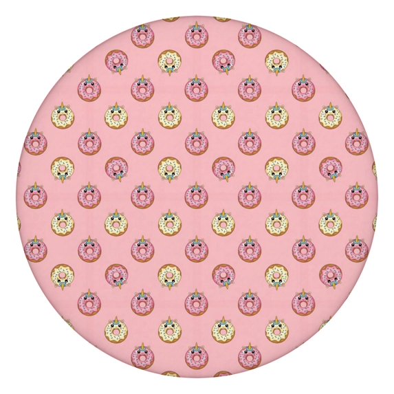 Pink Cartoon Donut Unicorn Pattern Round Fitted Tablecloth with Elastic Edge,Dining Table Cover Waterproof,Outdoor Round Tablecloth for Camping,Dining,Indoor and Outdoor