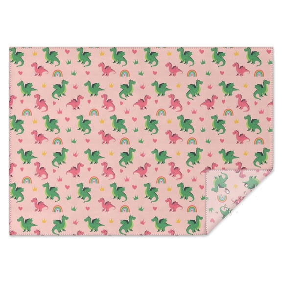 Pink Cartoon Dragon Rainbow Heart Crown Rectangle Tablecloth 60"x84",Waterproof Polyester Rectangle Table Cloth, Wipeable Spillproof Polyester Tablecloth for Dining, Camping, Indoor and Outdoor
