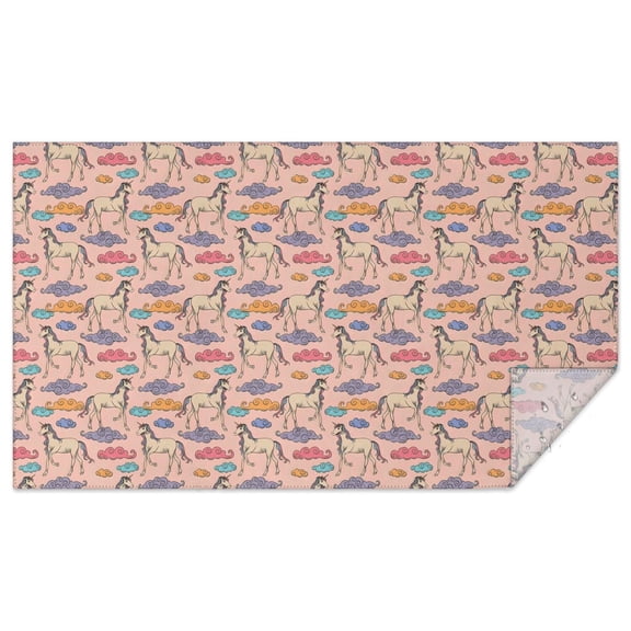 Pink Cartoon Unicorn Cloud Pattern Rectangle Tablecloth 60"x102",Waterproof Polyester Rectangle Table Cloth, Wipeable Spillproof Polyester Tablecloth for Dining, Camping, Indoor and Outdoor