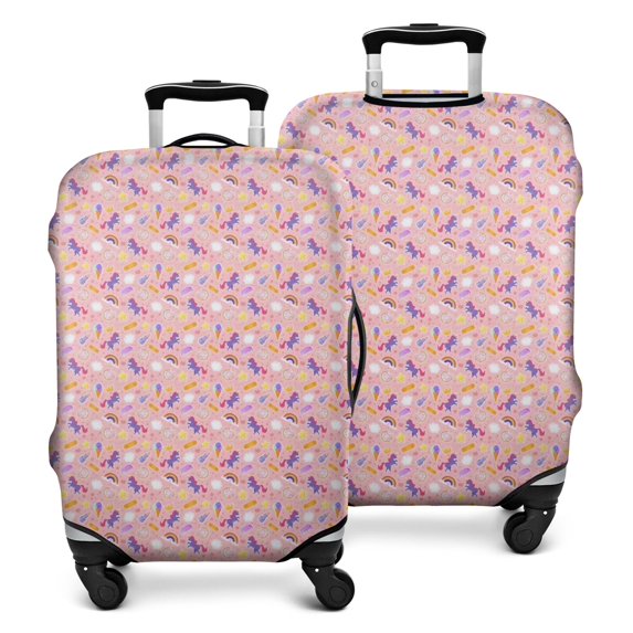 Pink Cartoon Unicorn Dessert Pattern Luggage Cover Fashion Suitcase Cover Baggage Covers Fit 25-28 Inch Luggage (Go Travel)