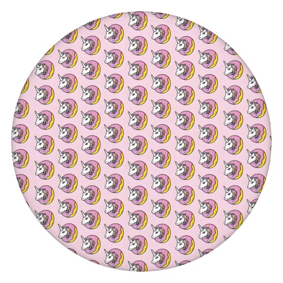 Pink Cartoon Unicorn Donut Pattern Round Fitted Tablecloth with Elastic Edge,Dining Table Cover Waterproof,Outdoor Round Tablecloth for Camping,Dining,Indoor and Outdoor