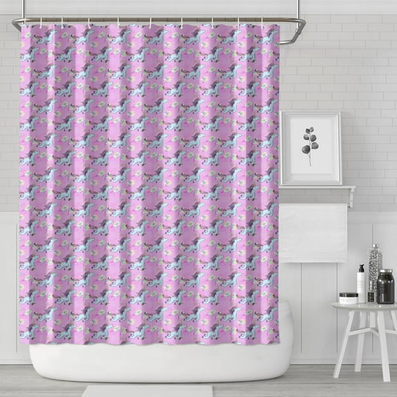 Pink Cartoon Unicorn Flower Pattern Shower Curtain 72"x84" ,Bathroom Decorative Shower Curtains Set with 12 Hooks,Modern Waterproof Washable Shower Curtain