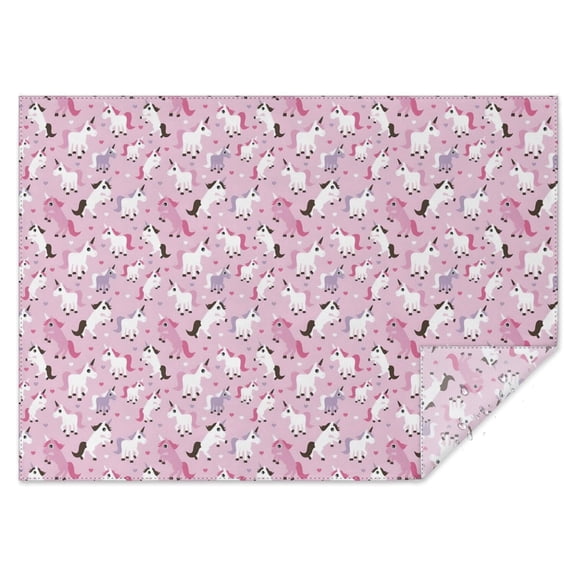 Pink Cartoon Unicorn Heart Pattern Rectangle Tablecloth 60"x84",Waterproof Polyester Rectangle Table Cloth, Wipeable Spillproof Polyester Tablecloth for Dining, Camping, Indoor and Outdoor