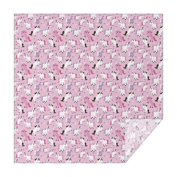 Pink Cartoon Unicorn Heart Pattern Square Tablecloth,Waterproof Square Table Cover,Wipeable Spillproof Washable Table Cover for Home Kitchen Party Decor 42"X42"(107x107cm)