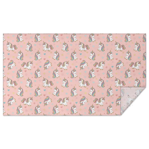 Pink Cartoon Unicorn Heart Star Pattern Rectangle Tablecloth 60"x102",Waterproof Polyester Rectangle Table Cloth, Wipeable Spillproof Polyester Tablecloth for Dining, Camping, Indoor and Outdoor