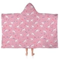 thumbnail image 1 of Pink Cartoon Unicorn Pattern Hooded Bath Towel，50"x30" for Ages 3 To 12 Kids, Quick Dry Lightweight Soft Microfiber Hood Beach Towel Cover Up for Kids, 1 of 7